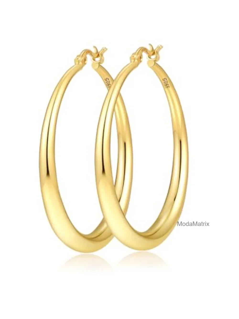 Hypoallergenic 925 Sterling Silver 14K Gold Plated Hoop Earrings Lightweight
